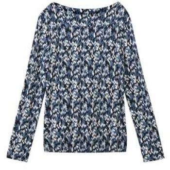 TOM TAILOR Langarmshirt für Damen, Allover-Muster in Schwarz