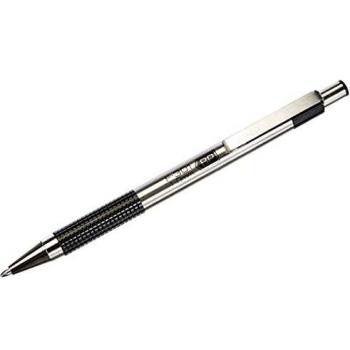Zebra F-301 Deluxe Retractable Ballpoint Pen 1.0mm Tip 0.5mm Line Stainless Steel Barrel Black Ink