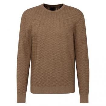 Geflechtstruktur Pullover in Cognac für Herren, Gr. 3XL