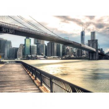 NYC Skyline Vliestapete 400x280 cm – Brooklyn Bridge Fototapete