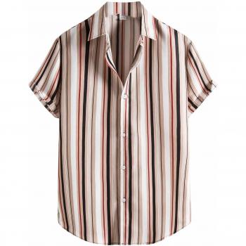 Men's Summer Turn-Down Collar Striped Shirt