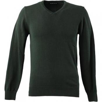 Sweater à mailles simples col en V vert pour hommes