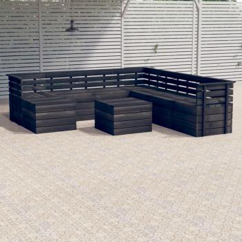 VidaXL 9 piezas muebles de jardín de palets en pino gris oscuro