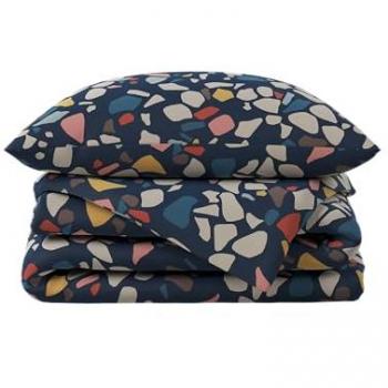 Hibboux Bettwäsche-Set Terrazzo Azure, 2-teilig, 100% Baumwolle