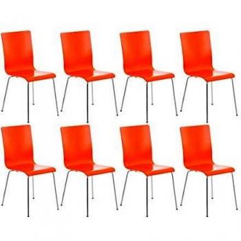 Set di 8 Sedie Pepe in Legno Arancione
