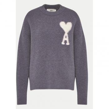 Pull col rond AMI Paris OFF-WHITE AMI DE COEUR violet taille XL