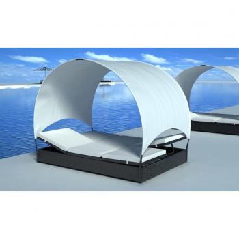 VidaXL Sonnenliege für zwei mit Sonnenschutz Schwarz