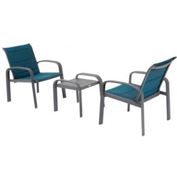 Conjunto de muebles de jardín Elyn azul pato y grafito