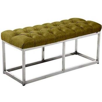 CLP‑Sitzbank in Grün – Gepolstert, Edelstahlgestell, 45 cm Höhe, 1 m Breite