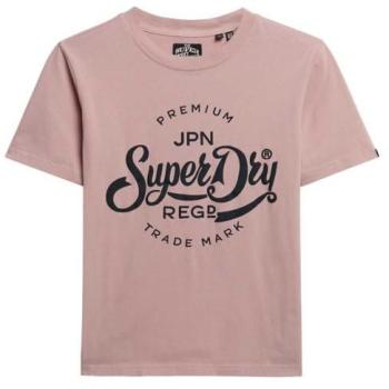 Superdry Women's Soft Pink Premium Script T-Shirt L