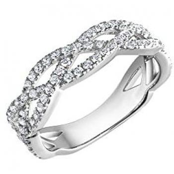 Zeeme Ring „Zirkonia‑Weiß“ – Silber 925 Rhodiniert – Größe 21,7