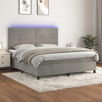 Cama Premium Light Gris Terciopelo 180x200