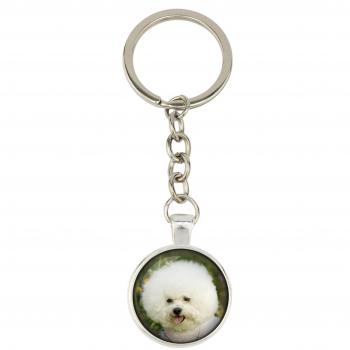 Bichon a poil frise Silver Keychain with Photo