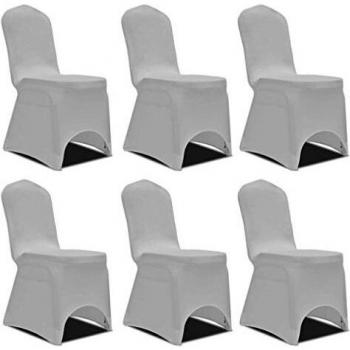 Set of 6 White Chair Covers with Stretch Fabric