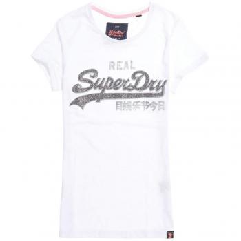 Superdry Damen Vintage Logo Sparkle Entry Tee, Optic Snowy, Medium