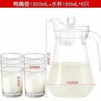 Heat-Resistant Glass Water Bottle with 6 Glass Mugs
