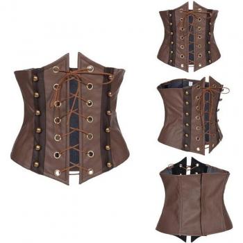 Corsé de Cuero S‑XXL: Estilo Steampunk Gótico