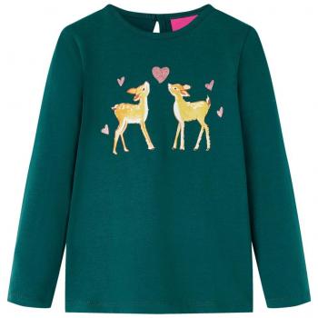 T-shirt Enfant Manches Longues Vert Foncé 128