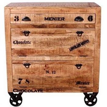 SIT Schuhschrank aus Mangoholz, 2 Klappen, 1 Schublade, braun, Wortprints