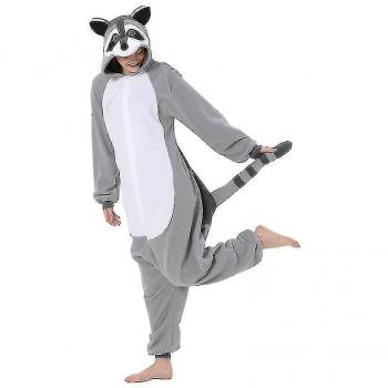 Pijama Animal Mapache Gris Claro para Adultos
