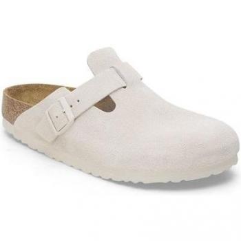 Birkenstock Mules Boston en cuir suédé Blanc 40