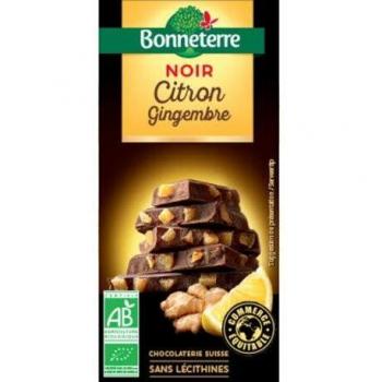 Chocolat noir avec citron et gingembre