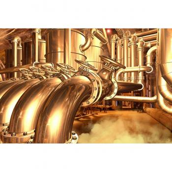 Papermoon 3D Fototapete »Goldene Fabrik«