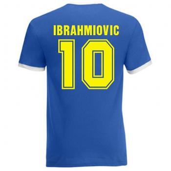 T-shirt Gildan Ringer Zlatan Ibrahimovic Suède (bleu) Taille M (38-40 pouces)