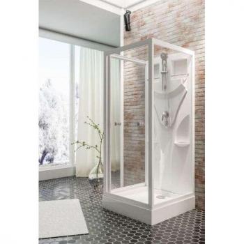 Cabine de douche Schulte Juist 80 x 80 x 190 cm en verre de sécurité 5 mm blanc alpin