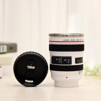 Thermischer Kaffee Becher EF24-105mm Weiß Schwarz Edelstahl