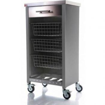 Chelsea Gray Kitchen Cart with Stainless Steel Top 93cm H X 48cm W X 34cm D
