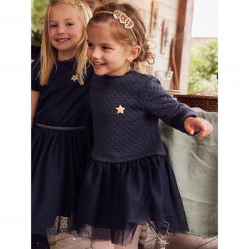 Winter Wonder Dual Fabric Dress – 2/3 Years, Dark Blue