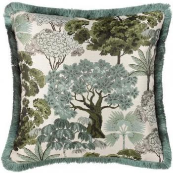 Dark Blue Floral Jacquard Cushion Cover 55cm
