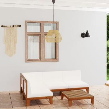 5-tlg. Lounge-Set für den Garten mit Kissen aus Akazienholz