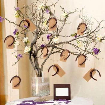 10 Herraduras Rústicas de Suerte con Etiquetas para Fiestas de Bodas