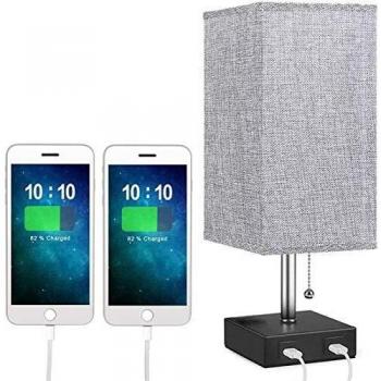 USB Bedside Table Lamp with 2 USB Charging Ports