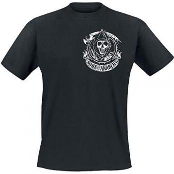 Hombre Camiseta Negro XL Sons of Anarchy Charming California 100% Algodón Regular