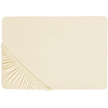 Fitted Sheet Beige Cotton 180 x 200 cm Elastic Edging Solid Pattern