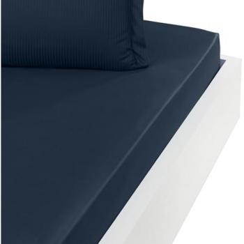 Sensei Maison Drap housse uni en satin de coton Marine 140x190 cm Bleu 190x1x140cm
