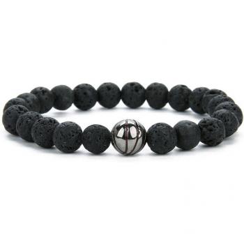 Pulsera Esférica de Lava con Motivo de Baloncesto