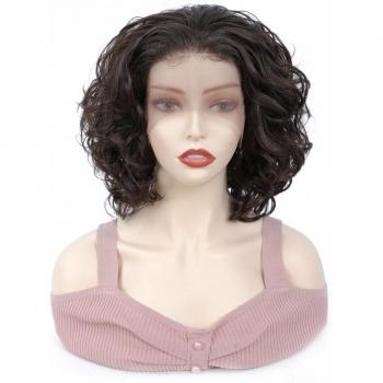Synthetic Water Wave Lace Wig with Brown Highlights