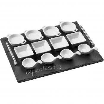 Premium Grey Slate & Porcelain Appetizers