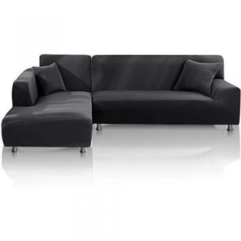 CopriDivano Elasticizzato L‑Shape in Poliestere Grigio