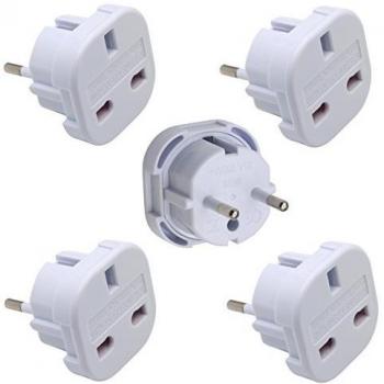 EU/UK Voltage Converter Adapter – 5-Pack White