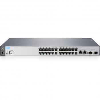Kenmerken: 24 x 10/100 Mb/s poorten, 2 x SFP, PoE+