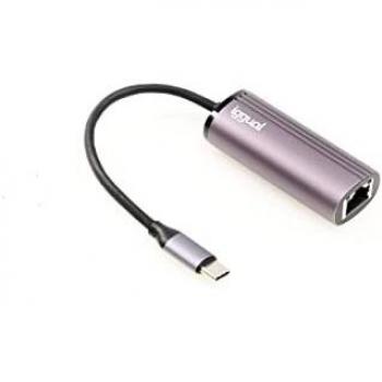 IGGUAL IGG317891 Adaptador Tipo C a RJ45 Gigabit 15cm Gris Plata