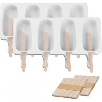Silicone Ice Pop Molds with 100 Wooden Sticks