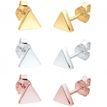 Elli Trio: Dreieck‑Geo Silberset in Tricolor Design