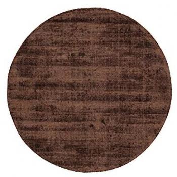Handmade Dark Brown Viscose Silky Round Carpet, 200cm