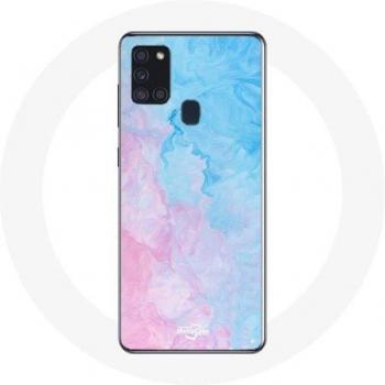Cover A21S Samsung Rosa con Detalle Azul